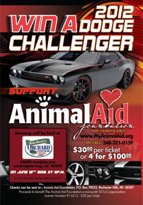 Win a 2012 Dodge Challenger Through the Animal Aid Foundation!